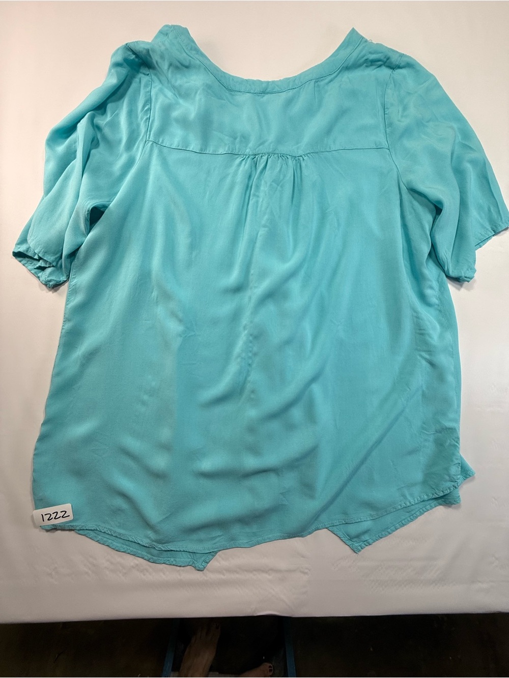 Modern Turquoise Blue Pintuck Button Front Rayon Tunic Top Avenue 22/24 Plus - Picture 3 of 8